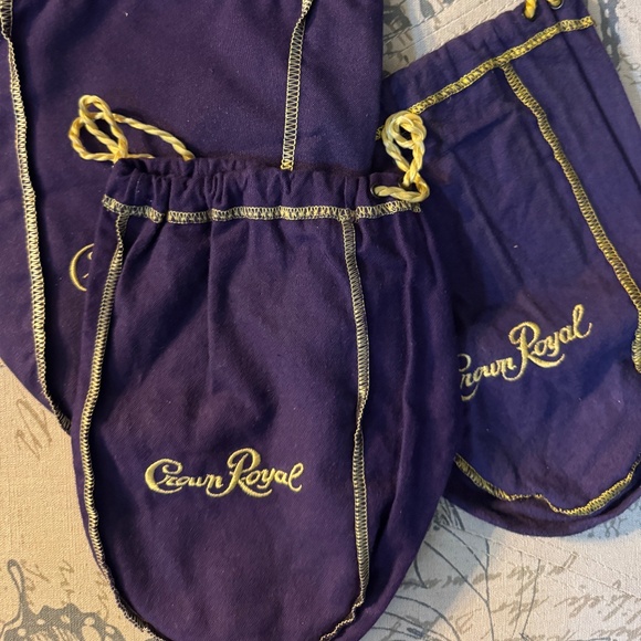 Lot of 3 Crown Royal Bags Purple Gold , All 8" Length Bags Excellent Condition - Picture 1 of 2